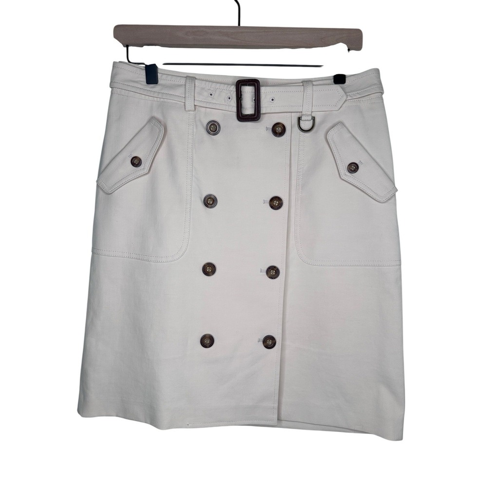 J.McLaughlin Cream 10 Button Up Belted Skirt Cream Sz 4 Small Safari McLaughlin